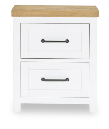 Horizons - 2 Drawers Nightstand - Pure White / Natural Oak