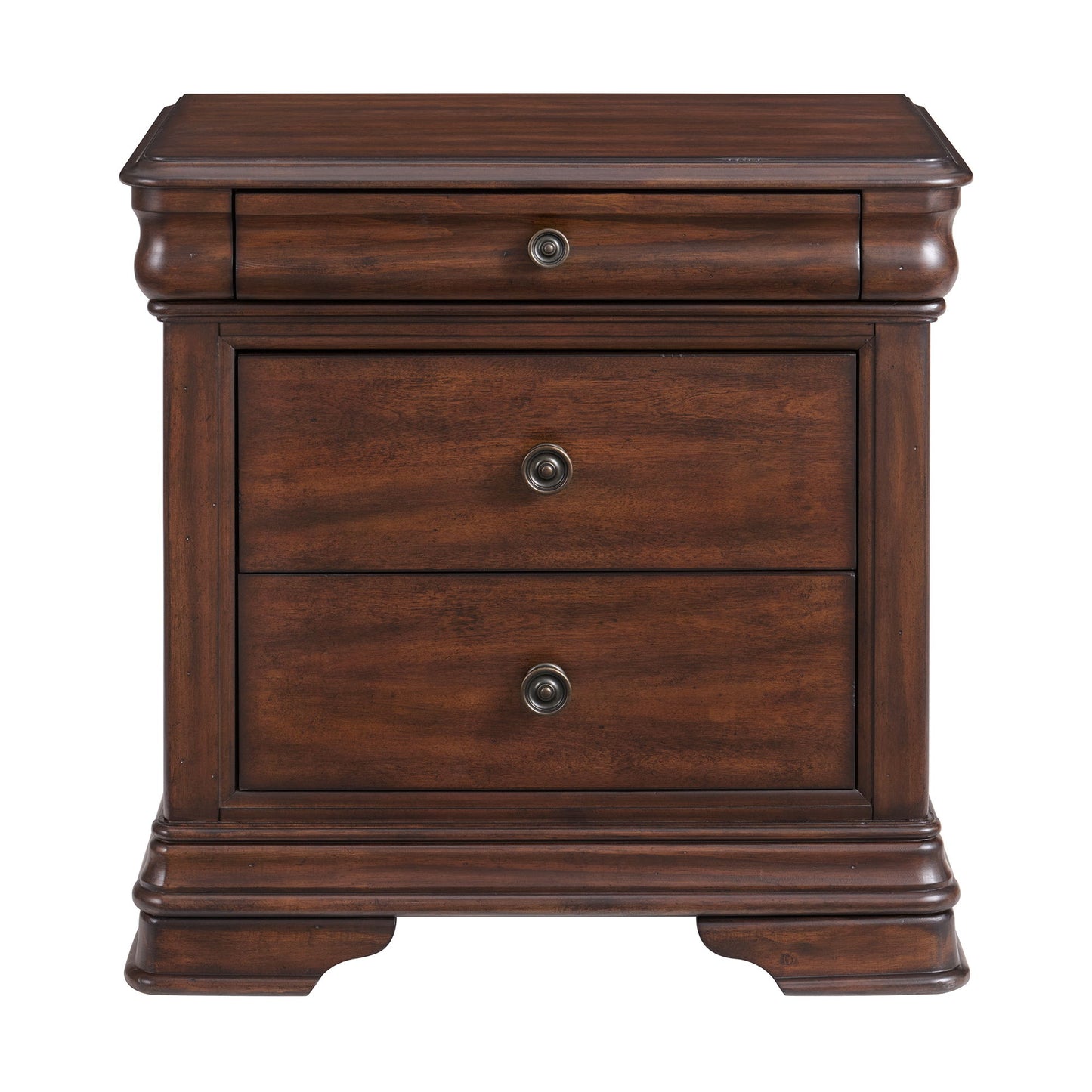 Phillipe - 3-Drawer Nightstand With USB - Cherry