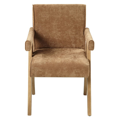 Zoey - Arm Chair Set of 2) - Chocolate Chenille & Oak