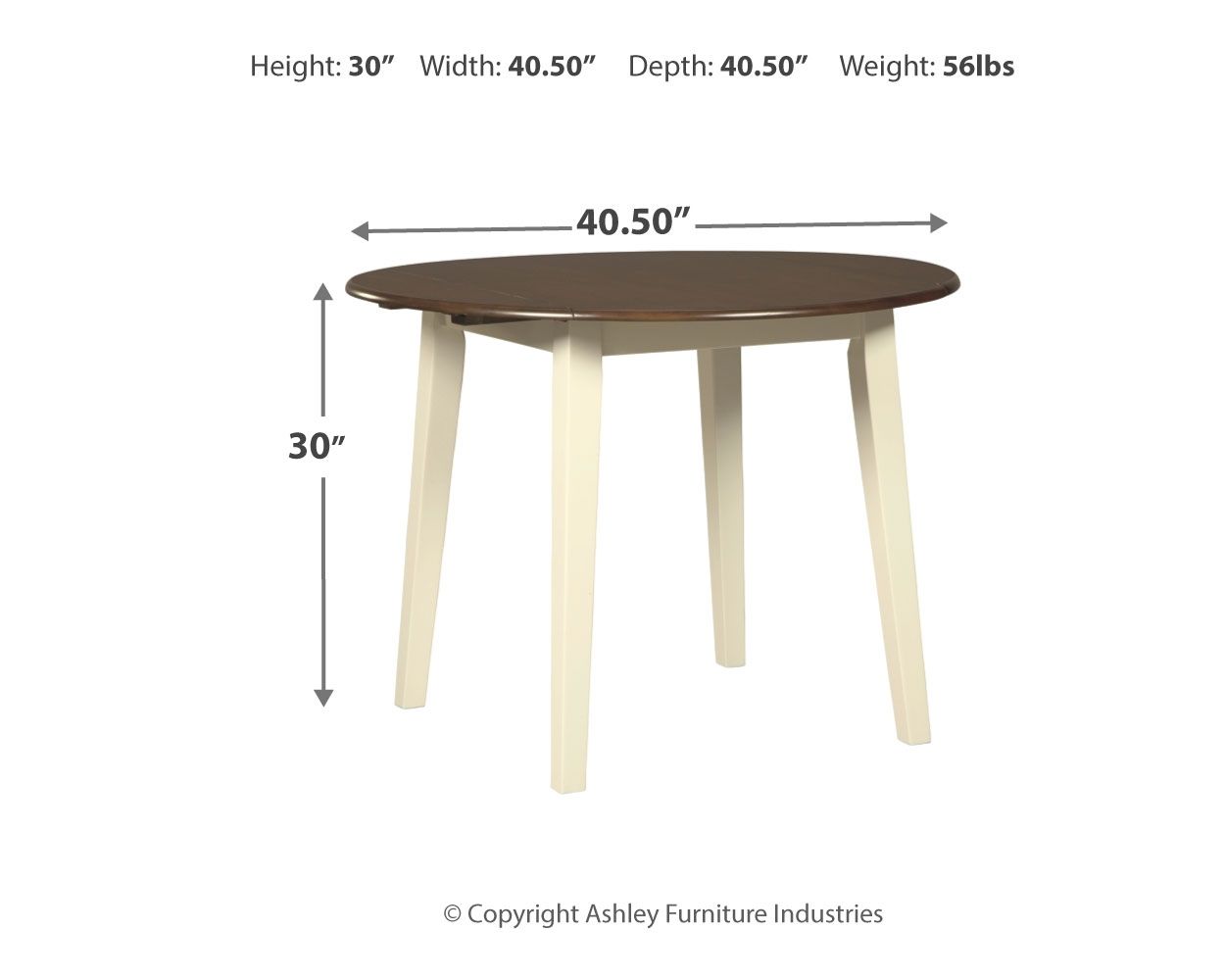 Woodanville - Cream / Brown - Round Drm Drop Leaf Table