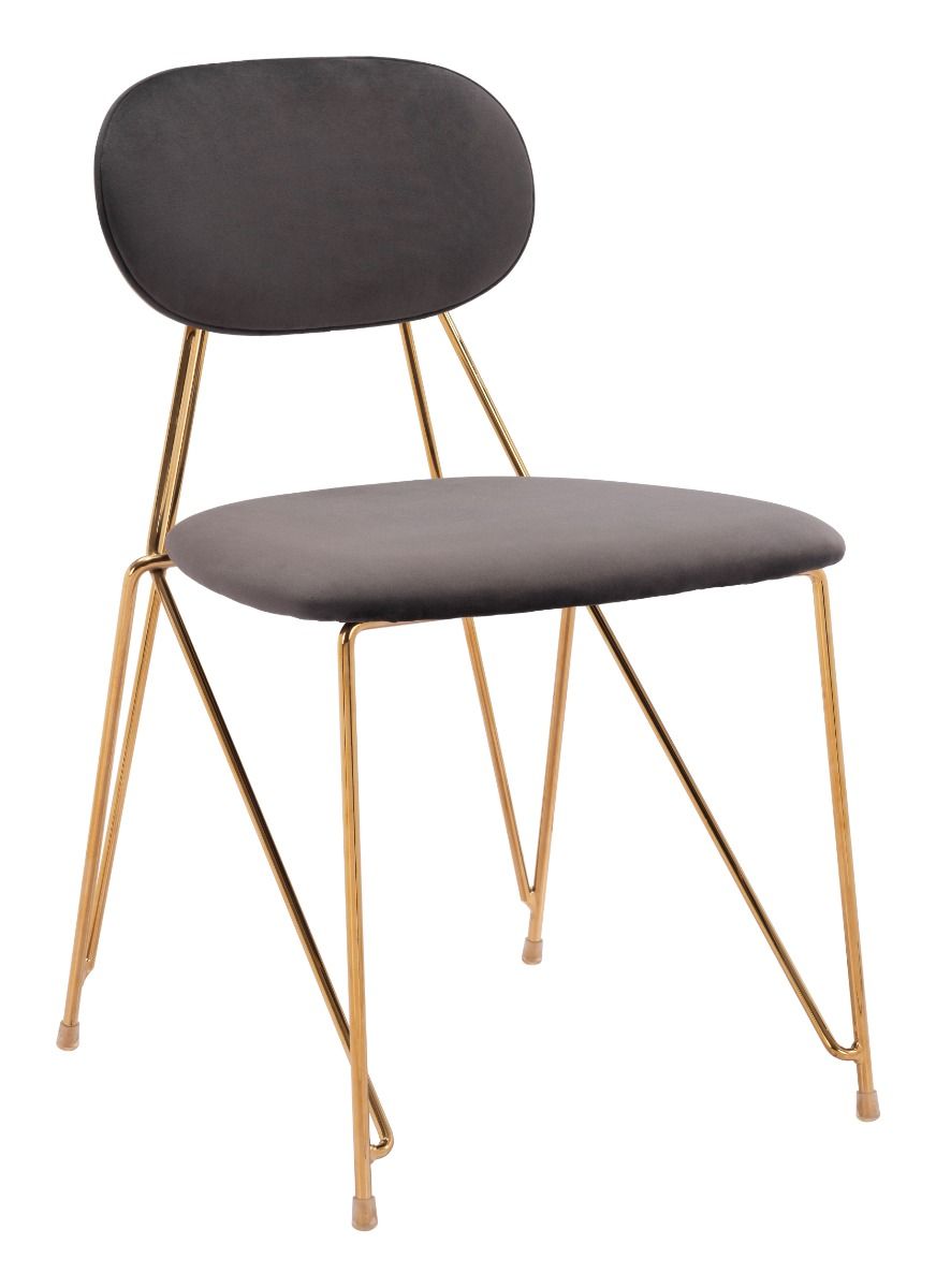 Georges - Dining Chair (Set of 2) - Gray / Gold