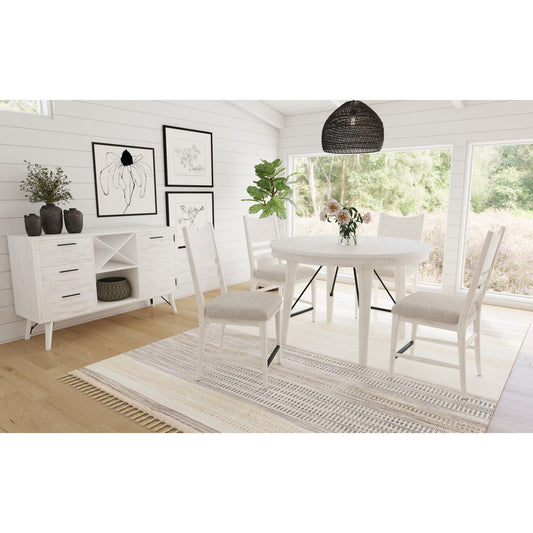 Rogen Rustic - 5 Piece Counter Height Dining Set (Round Table And Four Chairs) - Rustic White