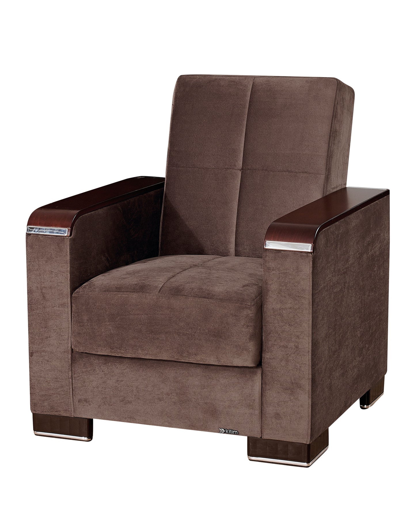 Ottomanson Armada X - Upholstered Convertible Wood Trimmed Armchair With Storage - Microfiber
