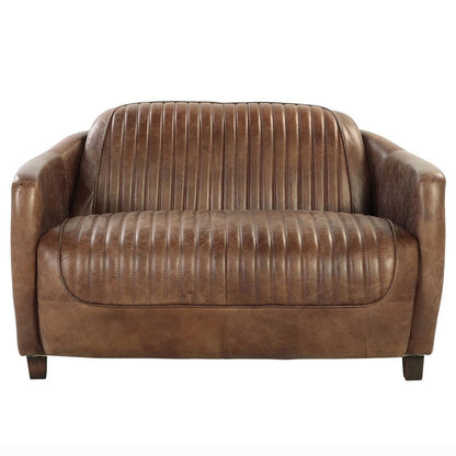 Brancaster - Loveseat - Retro Brown Top Grain Leather & Aluminum