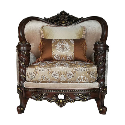 Devayne - Chair With 2 Pillows (Same Lv01584) - Pattern Fabric & Dark Walnut