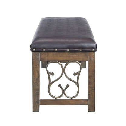 Raphaela - Bench - Black Synthetic Leather & Weathered Cherry