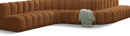 Arc - Velvet 8 Piece Curved Modular Sofa - Saddle