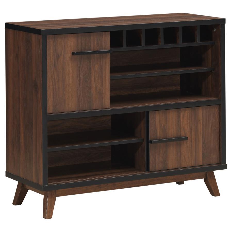 Ezekiel - 2 Door Home Bar Wine Storage Cabinet - Walnut