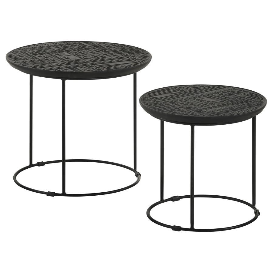 Loannis - 2 Piece Round Mango Wood Nesting Table - Matte Black