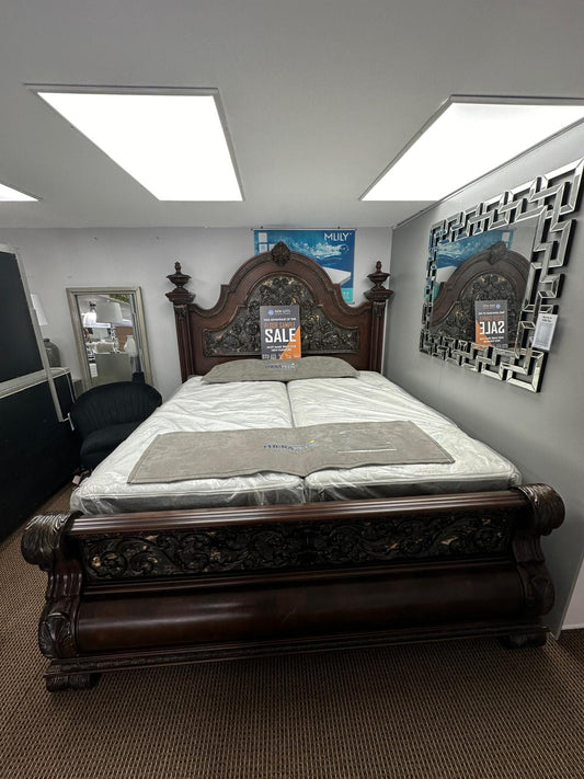 Pulaski King Size Bed with Mattress and Boxspring