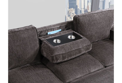 U0203 - Reversible Pull Out Fabric Sofa Bed - Dark Gray
