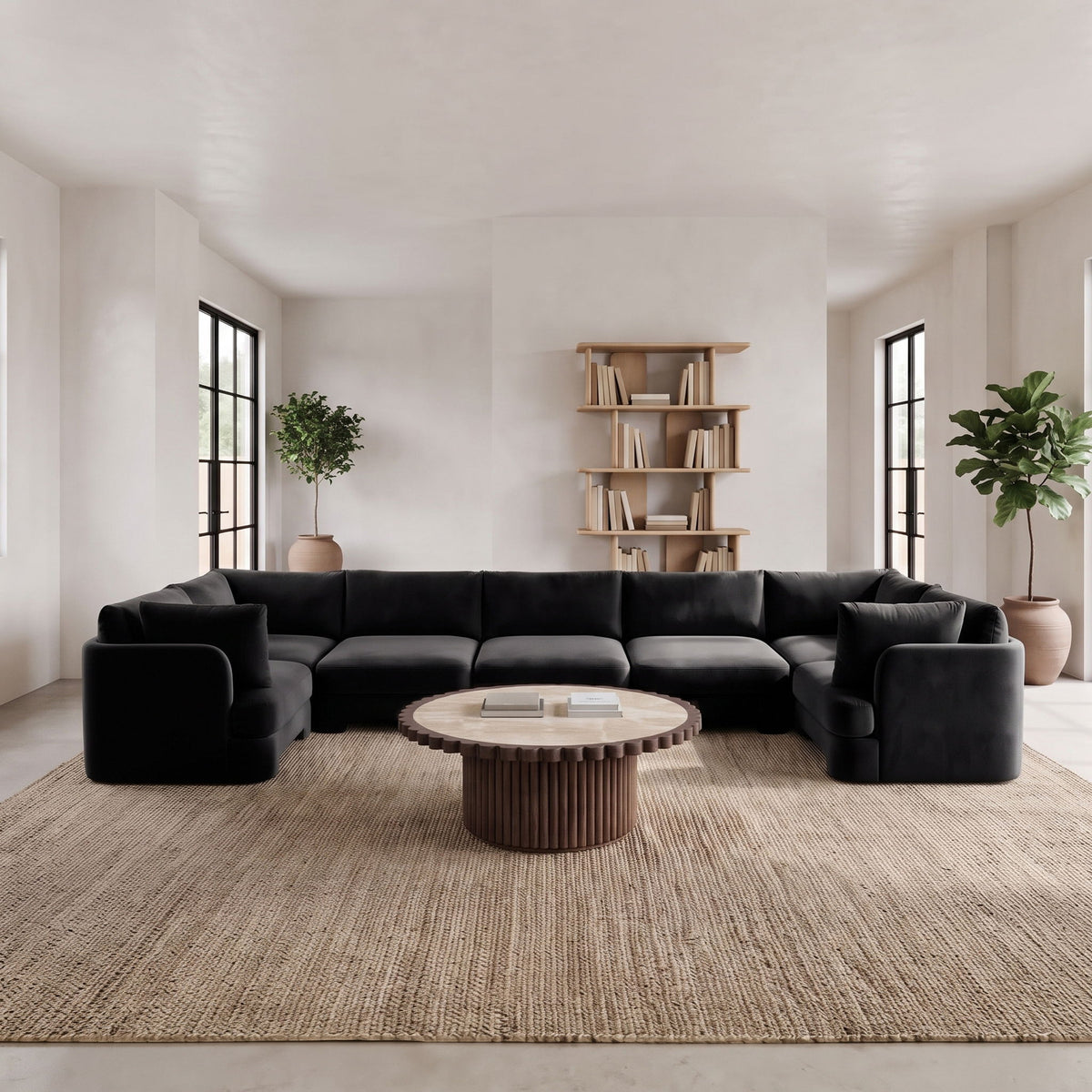 Hammond - Velvet Performance Fabric Upholstered 7 Piece U-Shaped Sectional
