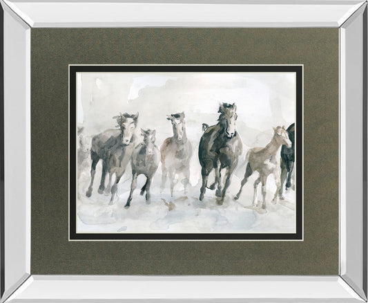 Running Wild By Carol Robinson - Mirror Framed Watercolor Print Wall Art - White