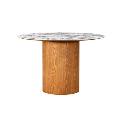 Tamara - Marble Ceramic Round Dinette Table - Light Brown