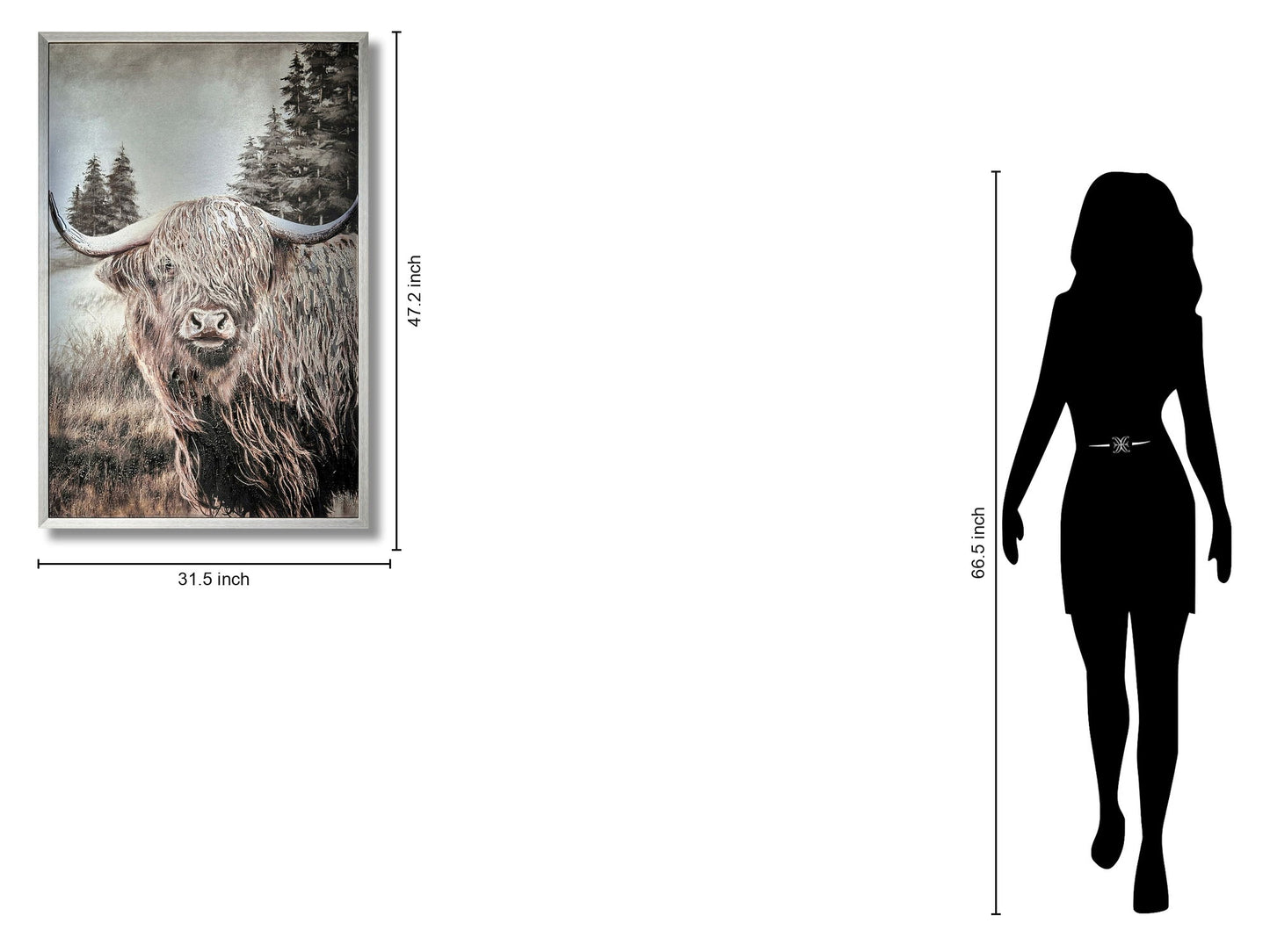 Misty Highland Gaze - 32" x 47" Framed Wall Art