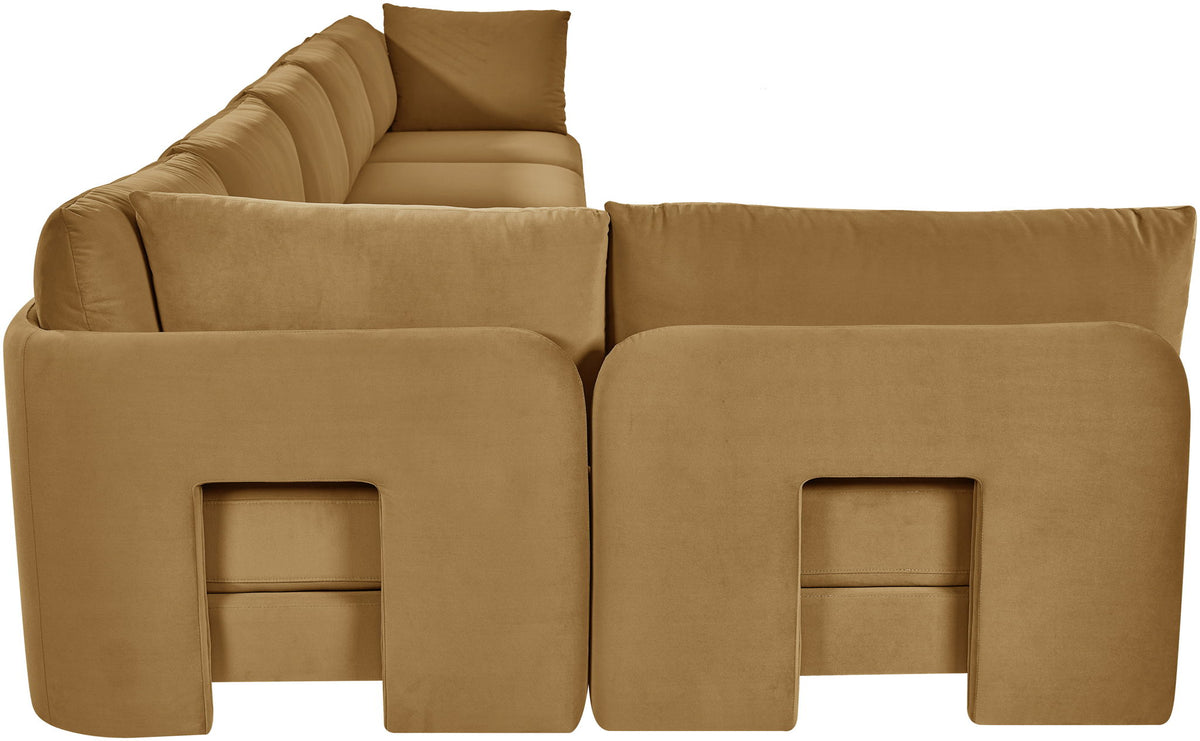 Hammond - Velvet Performance Fabric Upholstered 6 Piece L-Shaped Armless Sectional