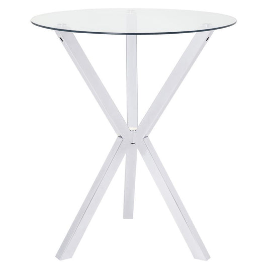 Denali - Round Glass Top Bistro Bar Table - Chrome