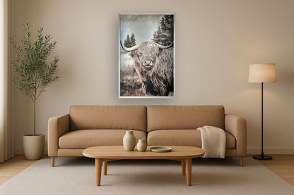 Misty Highland Gaze - 32" x 47" Framed Wall Art