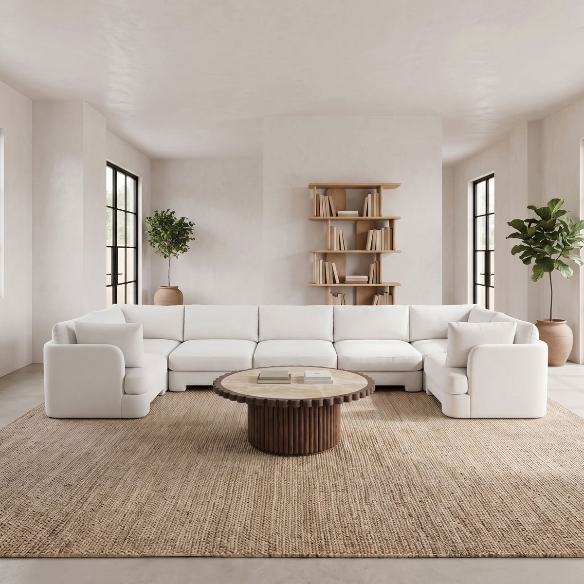 Hammond - Velvet Performance Fabric Upholstered 7 Piece U-Shaped Sectional