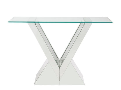 Noralie - Console Table - Clear Glass, Mirrored & Faux Diamonds