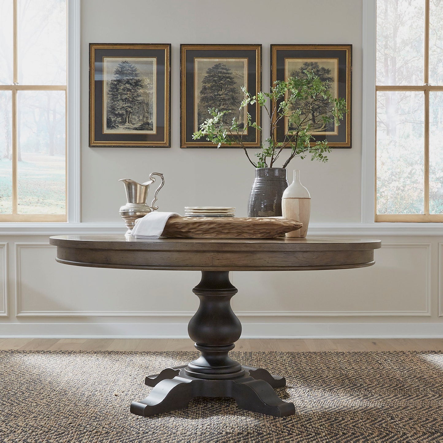 Americana Farmhouse - Optional Pedestal Table - Dark Brown