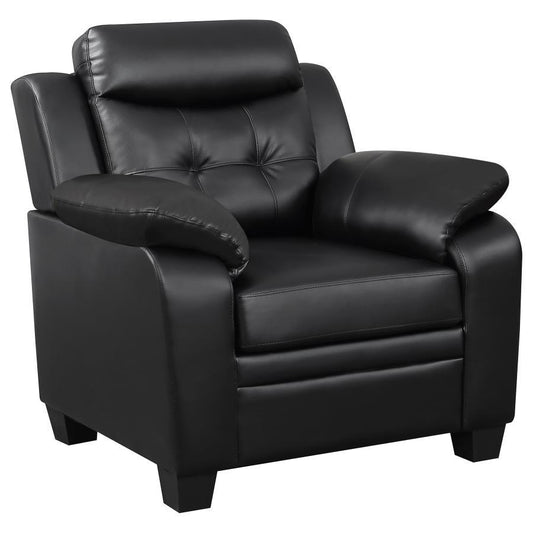 Finley - Upholstered Padded Arm Tufted Accent Chair - Black