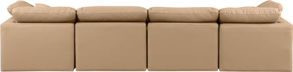 Indulge - Faux Leather 4 Piece Modular Sofa - Tan