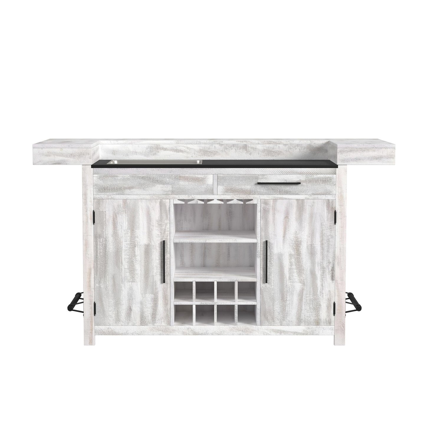 Rogen Rustic - Bar Table With Ice Tray, USB And Power - Rustic White