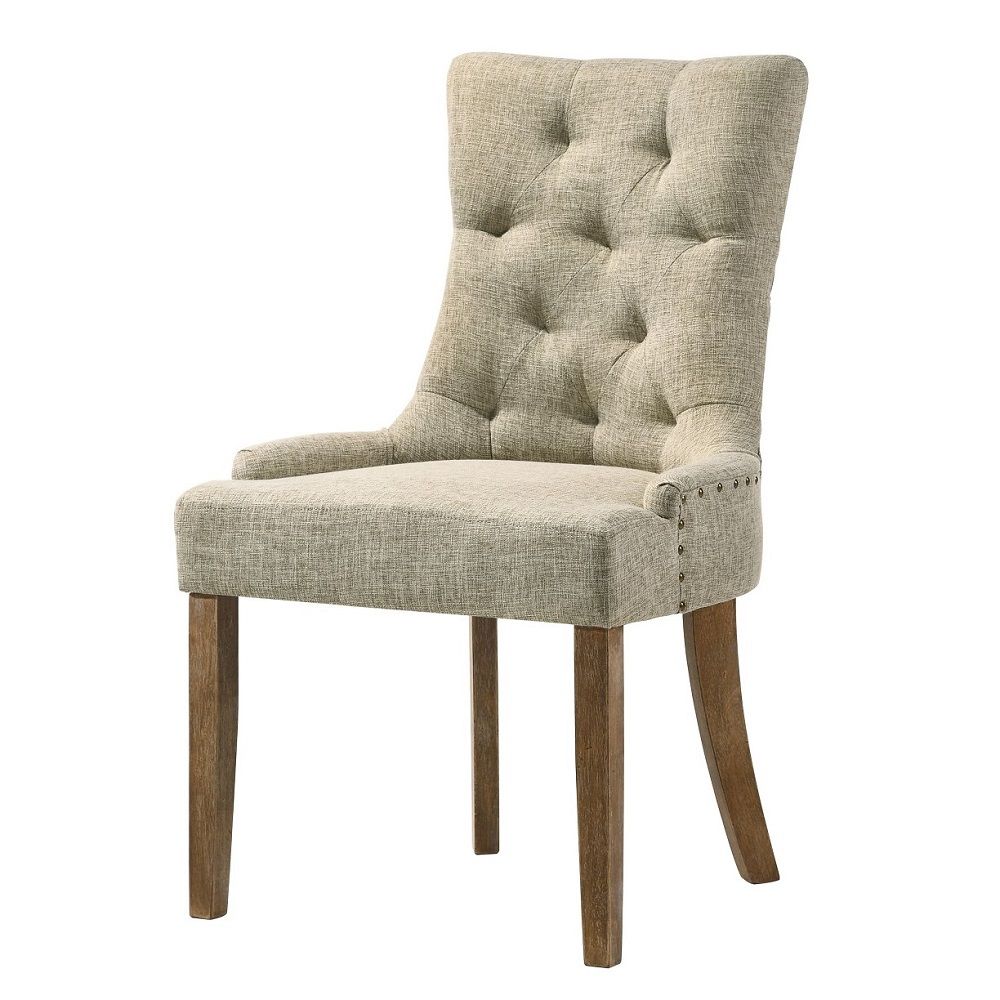 Yotam - Side Chair (Set of 2) - Beige Fabric & Salvaged Oak