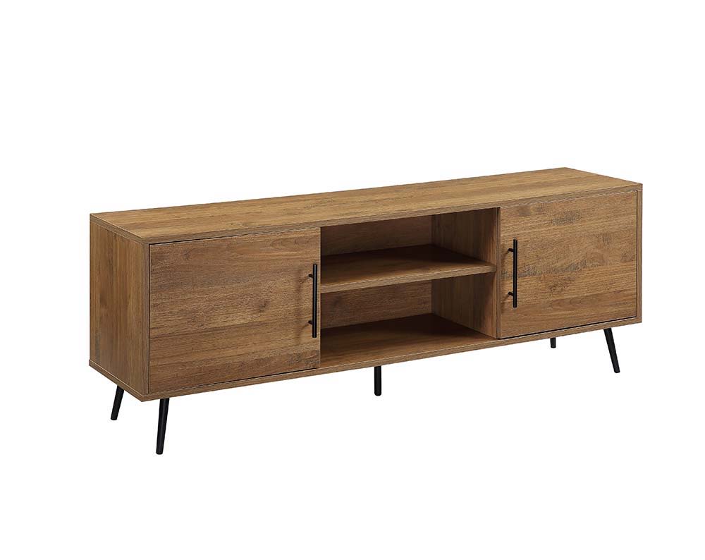 Wafiya - TV Stand - Rustic Wood & Black Finish