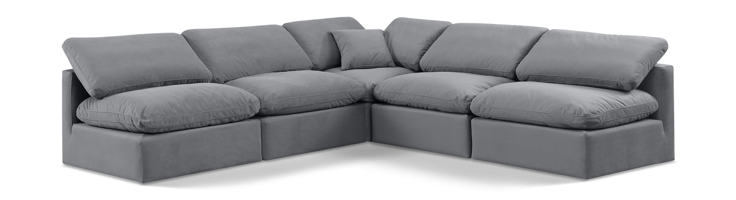 Indulge - Velvet 5 Piece Modular Corner Armless Sectional