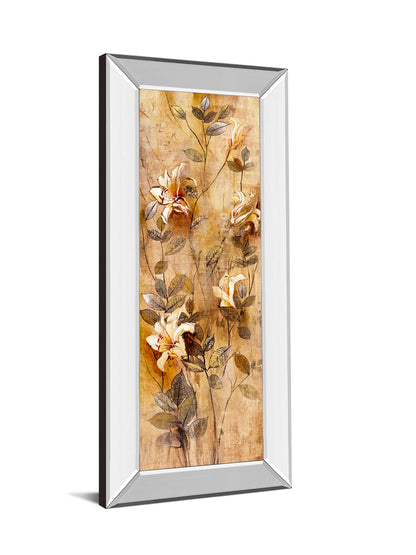 Candlelight Lilies I By Douglas - Mirror Framed Print Wall Art - Beige