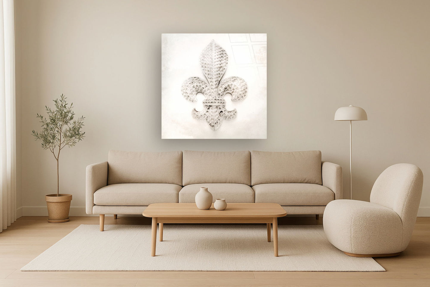 Tempered Glass With Foil & Rhinestones - Fleur in Gems - White