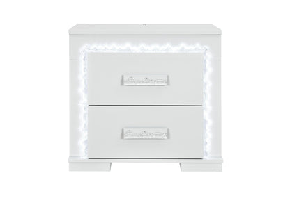 Naomi - Nightstand With LED - Silver