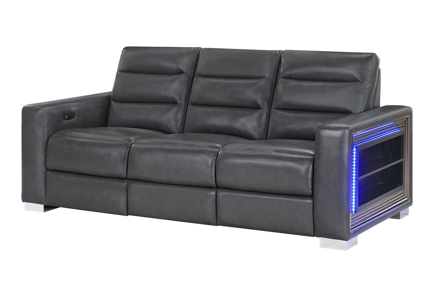 Ylime - Power Reclining Sofa With Bookcase LED - Charcoal