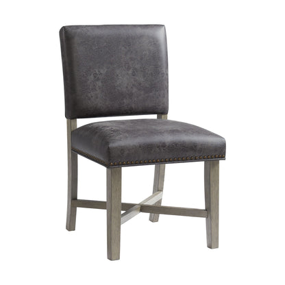 Collins - Dining Side Chair With Stretcher With Brown PU (Set of 2) - Gray