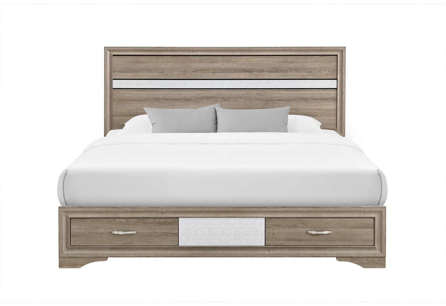 Seville - 5 Piece Full Bedroom Set (Bed, Dresser & Mirror, Nightstand, Chest) - Brown / Natural