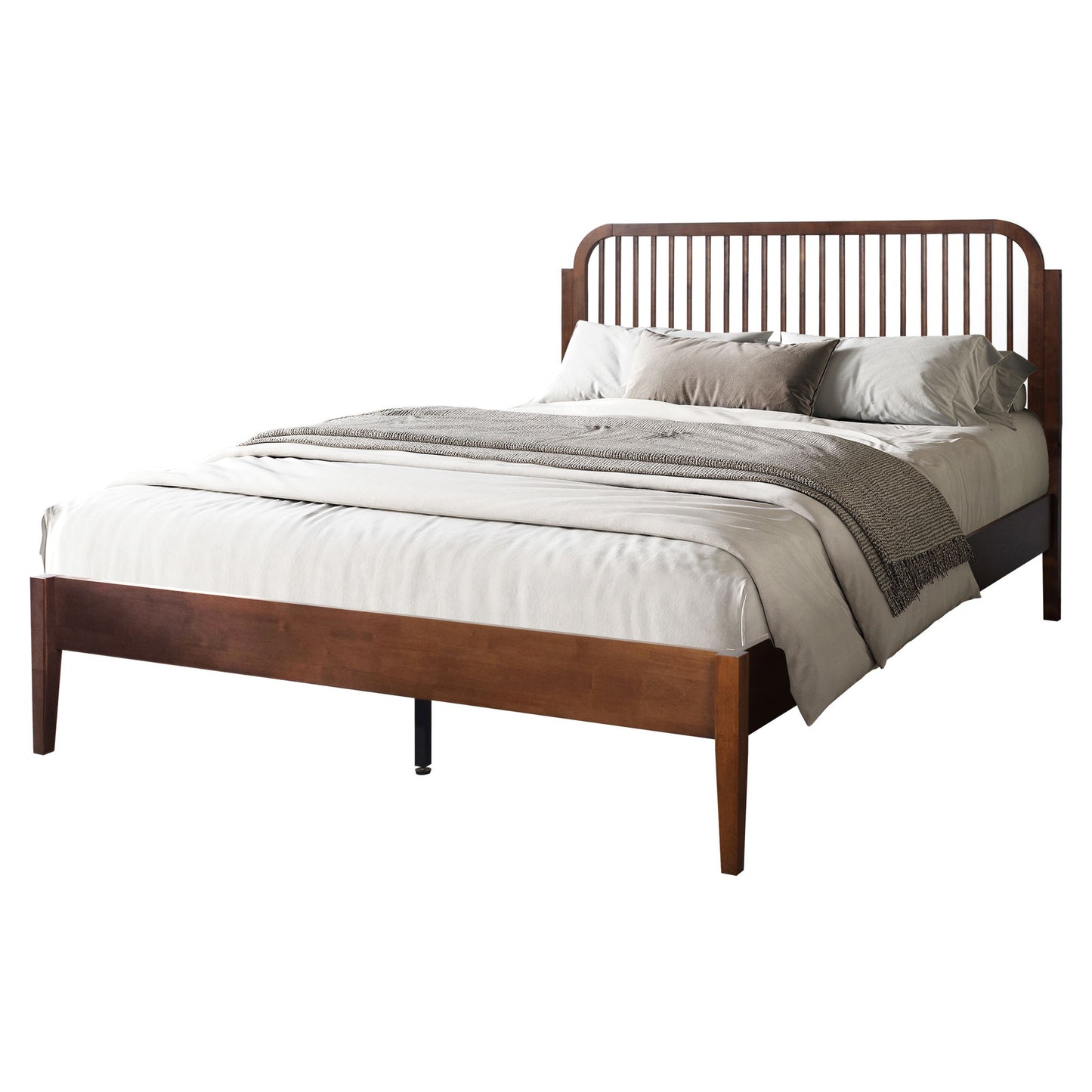 Soma - 5/0 Platform Spindle Queen Bed - Walnut