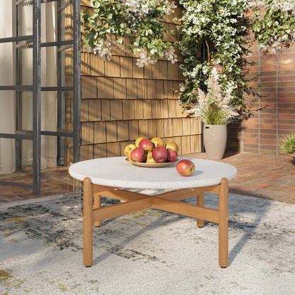 Solstice - Outdoor Coffee Table With Terrazo Top - White