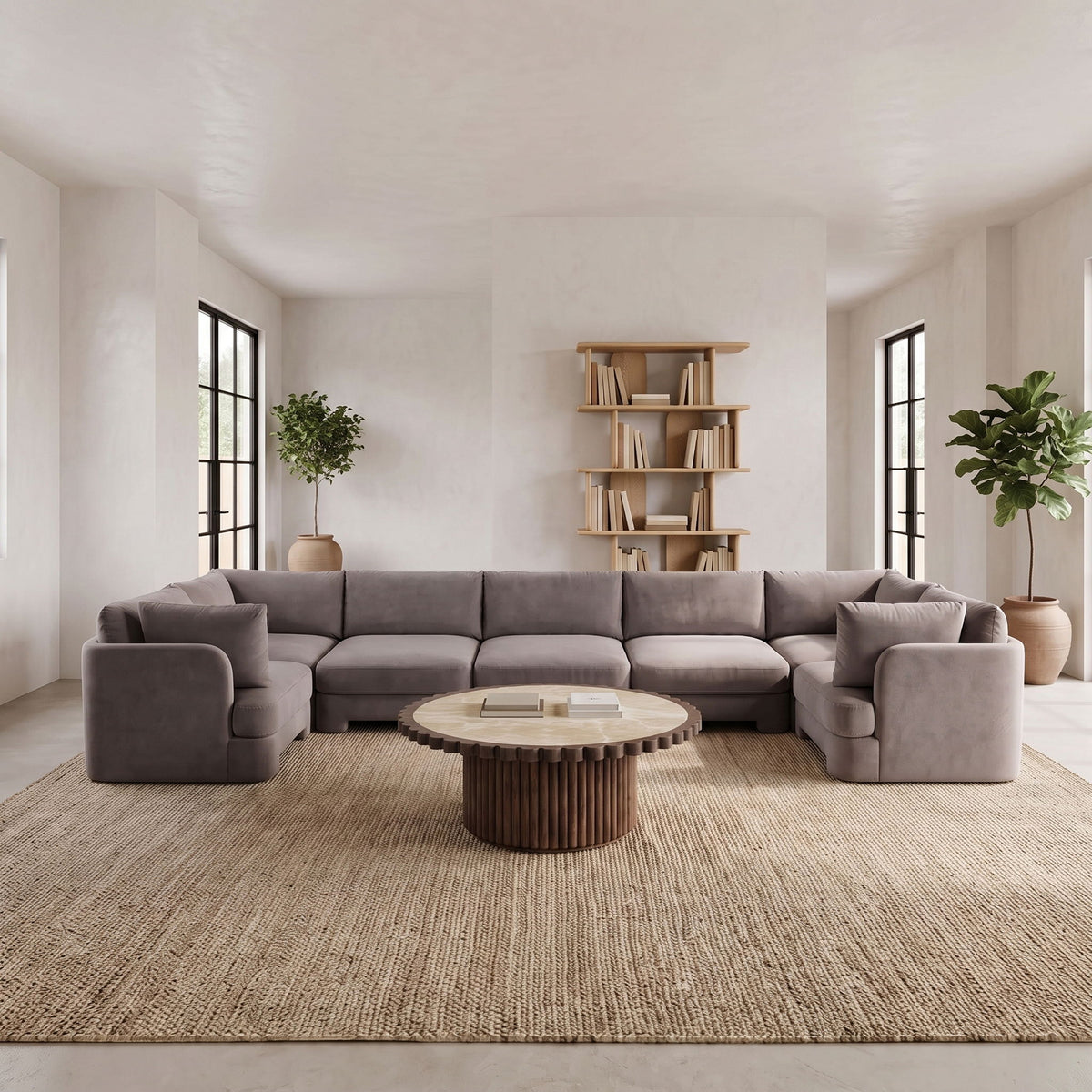 Hammond - Velvet Performance Fabric Upholstered 7 Piece U-Shaped Sectional