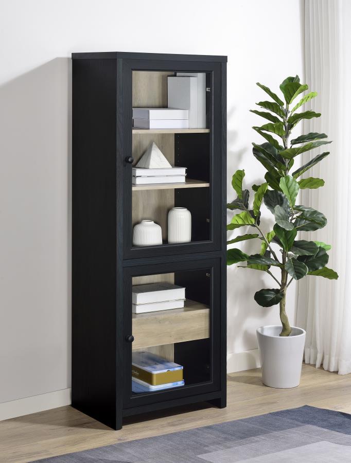 Denison - 67" 2-Door Media Tower Storage Cabinet - Black