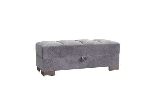 Ottomanson Armada X - Upholstered Convertible Wood Trimmed Ottoman With Storage - Microfiber