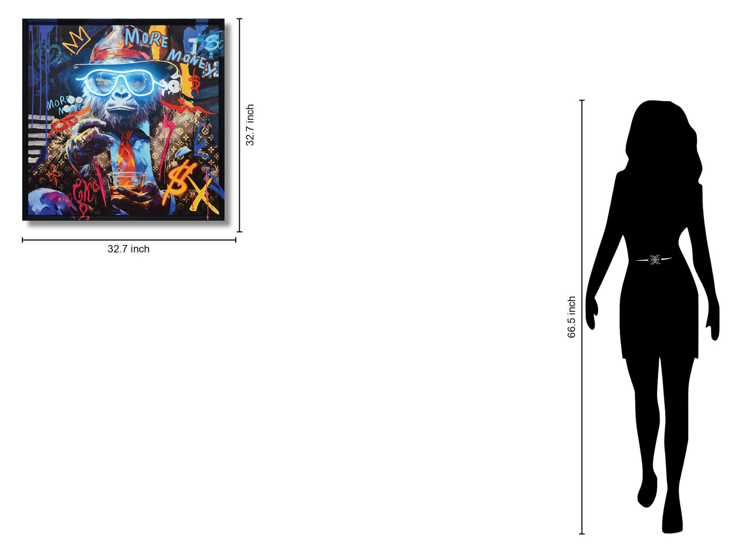 Neon King Simian - 33" x 33" Framed Wall Art