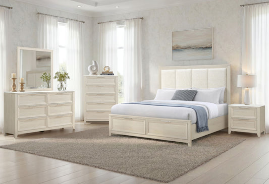 Mariah - 5 Piece Queen Bedroom Set (Bed, Dresser & Mirror, Nightstand, Chest) - Beige