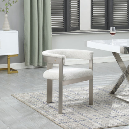 Romeo - Boucle Dining Chair With Silver Base (Set of 2)