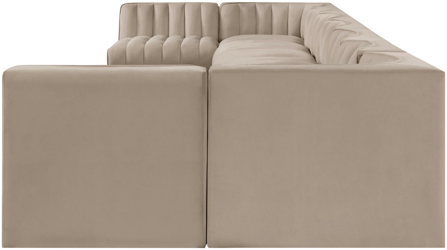 Rummi - Armless Velvet Performance Fabric Upholstered 9 Piece Modular Sectional