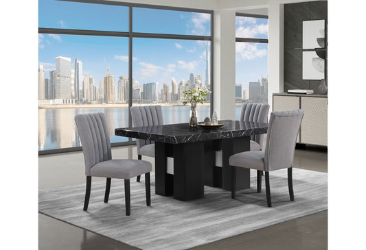 D03 Dining Table And Four D8685 Dining Chairs - Gray / Black