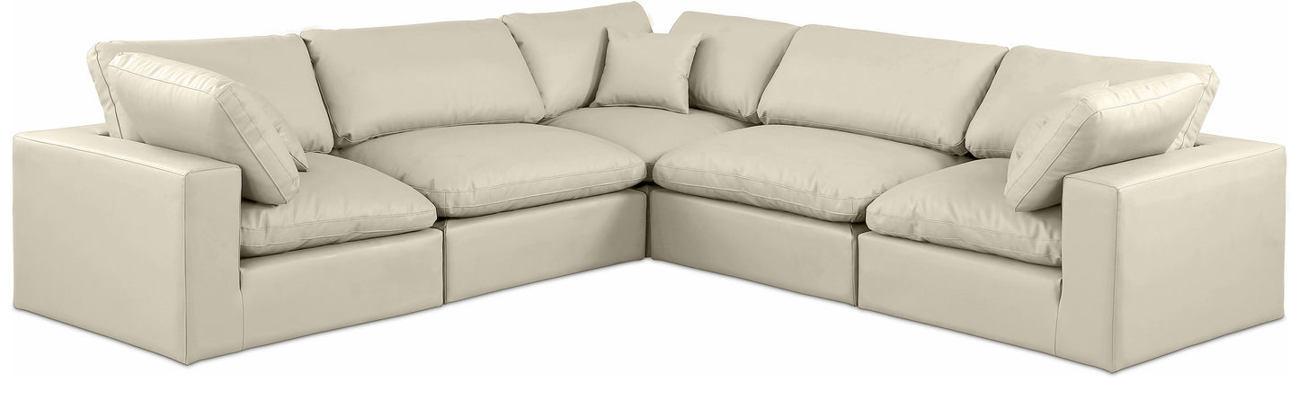 Comfy - 5 Piece Faux Leather Modular Corner Sectional