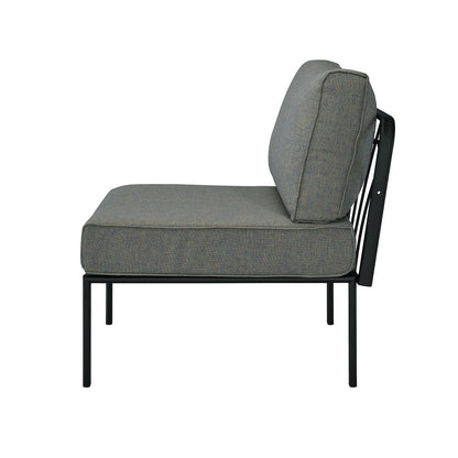 Rajni - Patio Armless Chair - Gray Fabric & Black