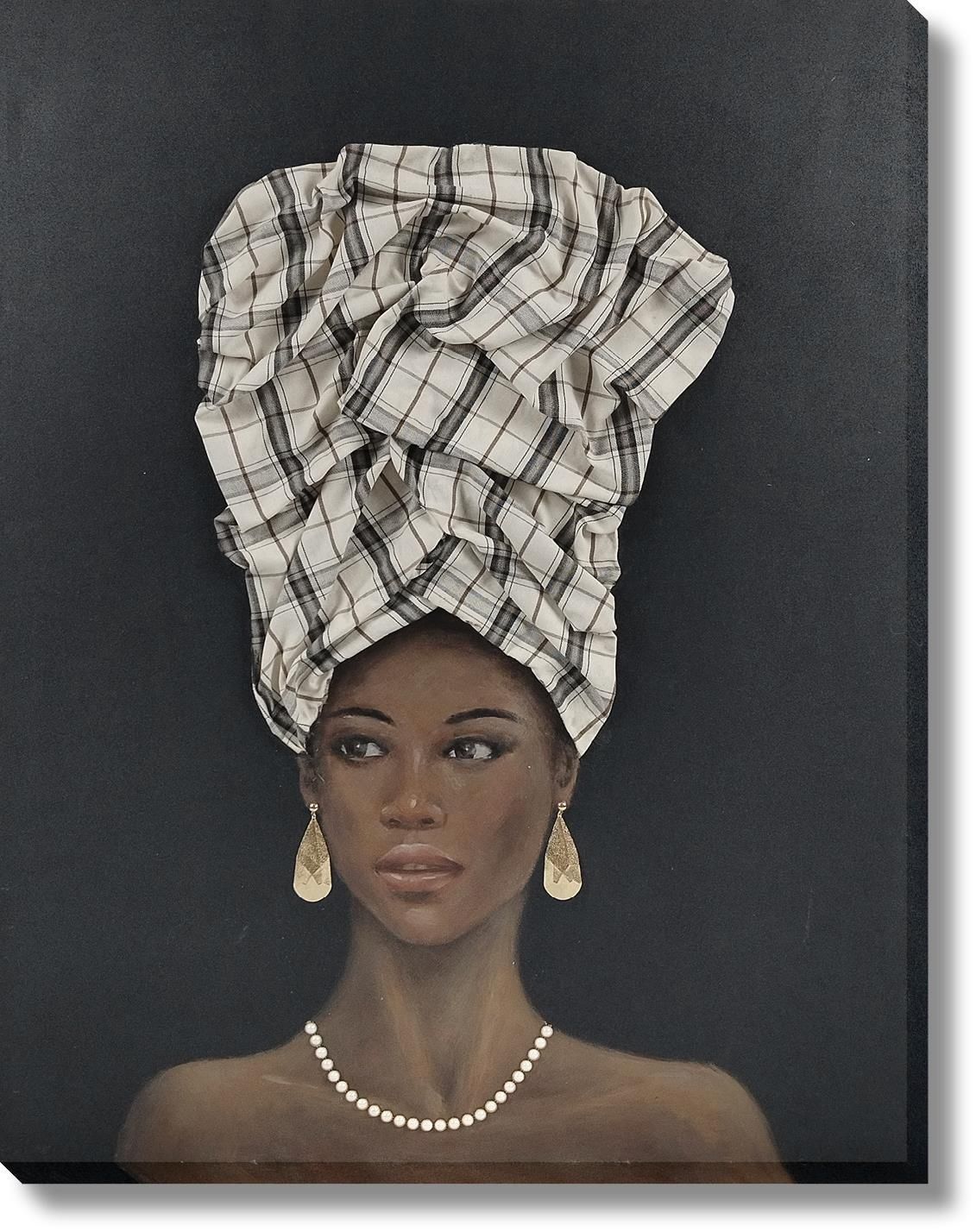Plaid Elegance Portrait - 36" x 48" Framed Wall Art
